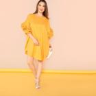Shein Plus Pleated Ruffle Sleeve Dress