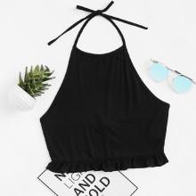 Shein Ruffle Hem Halter Top