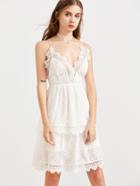 Shein Embroidered Lace Trim Layered Cami Dress