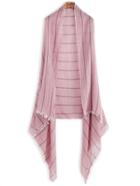 Shein Pink Stripe Pleated Raw Edge Shawl Scarf