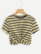 Shein Striped Twist Crop Tee