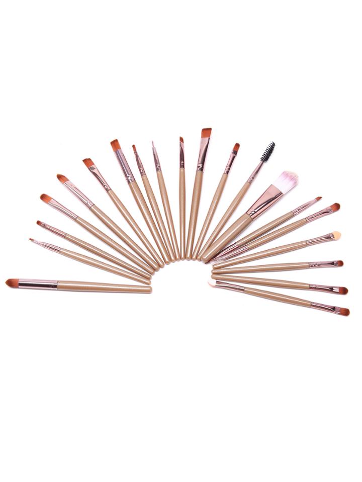 Shein Coffee Makeup 20pcs Brushes Set Eyeshadow Eyeliner