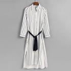 Shein Striped High Low Slit Side Shirt Dress