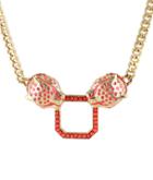 Shein Red Glaze Gold Leopard Chain Necklace