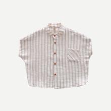 Shein Girls Single Breasted Chest Pocket Striped Shirt