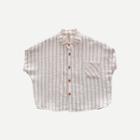 Shein Girls Single Breasted Chest Pocket Striped Shirt