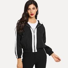 Shein Stripe Contrast Hooded Jacket
