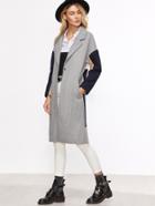 Shein Color Block Drop Shoulder Hidden Button Coat