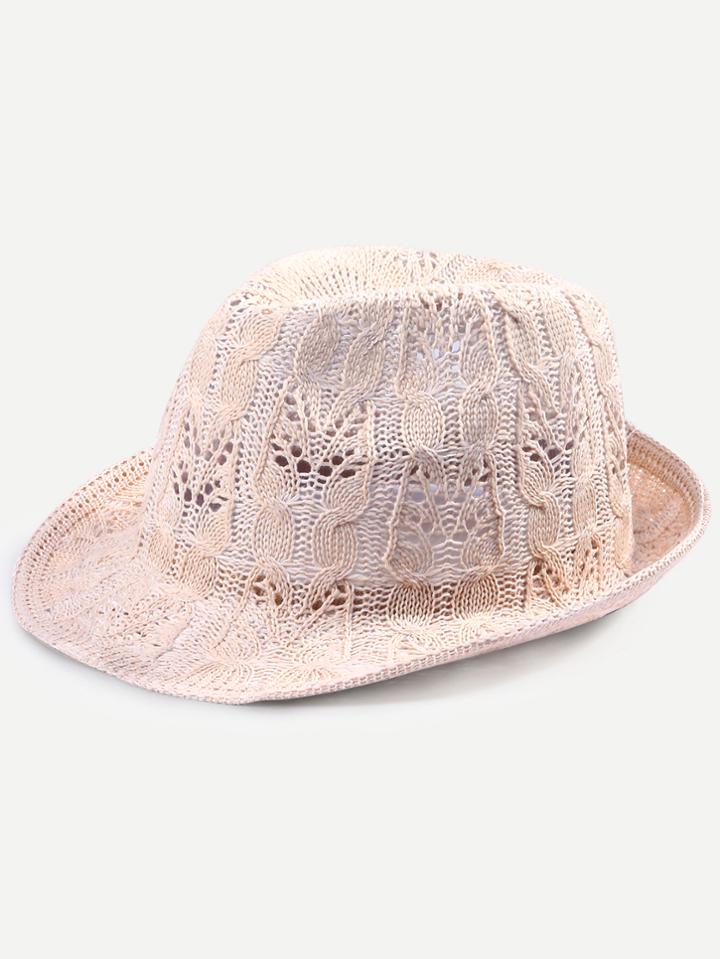 Shein Beige Knitted Fedora Hat