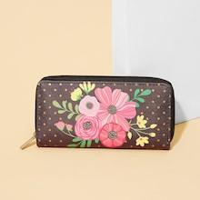 Shein Flower Print Zipper Around Purse