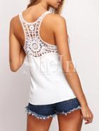 Shein White Sleeveless Crochet Lace Back Cami Top
