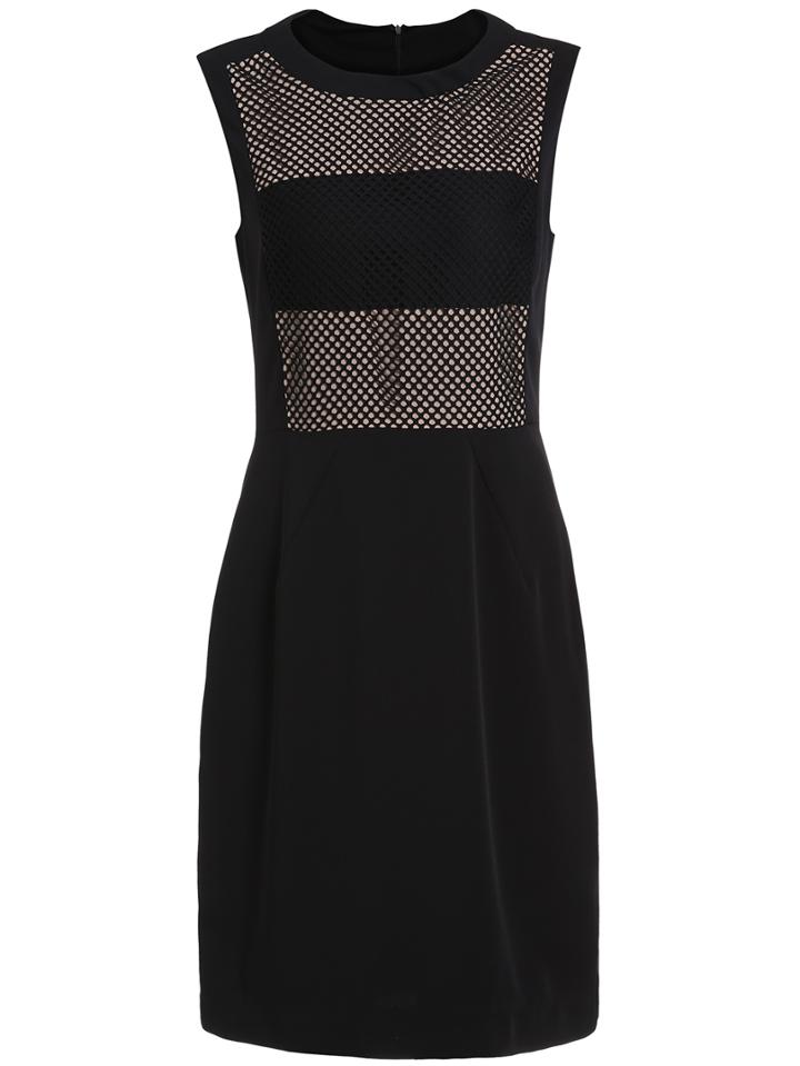 Shein Black Round Neck Sleeveless Hollow Dress
