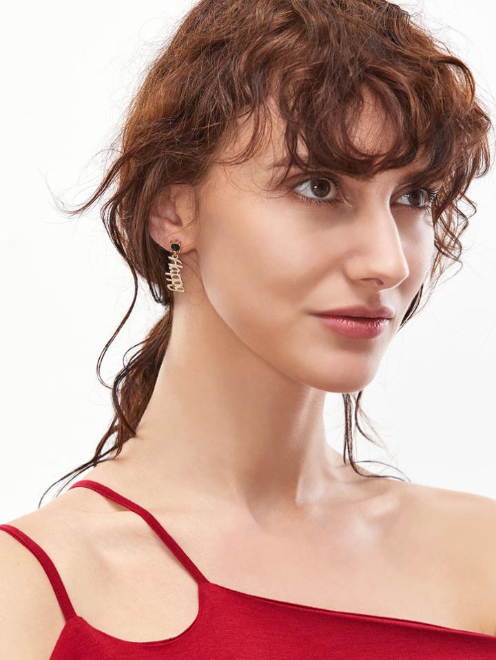 Shein Gold Letter Shaped Drop Earrings