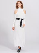 Shein Roll Neck Open Shoulder Sweater Dress