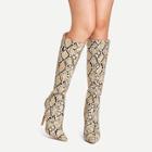 Shein Snakeskin Print Knee Length Boots