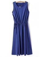 Rosewe Fabulous Round Neck Blue Tank Dress For Summer