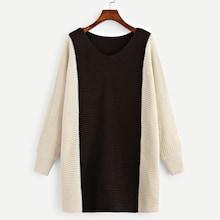 Shein Plus Two Tone Longline Sweater
