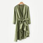 Shein Knotted Front Asymmetric Hem Coat