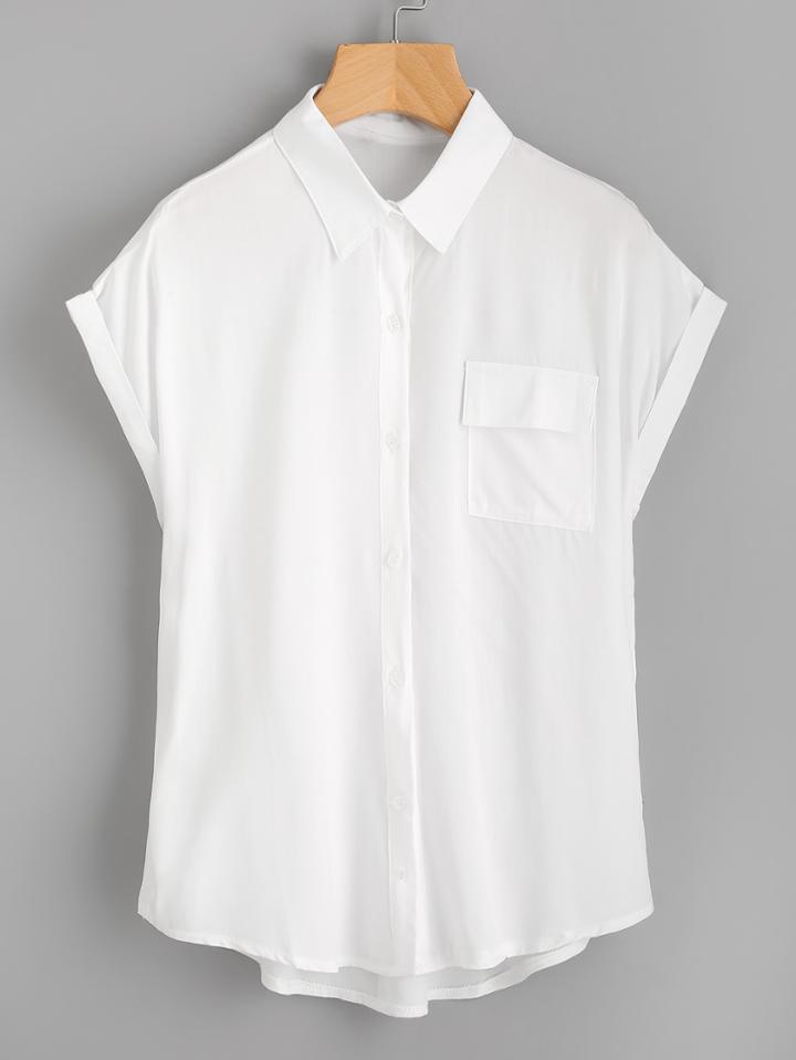 Shein Dolman Sleeve Cuffed Shirt