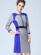 Shein Grey Round Neck Length Sleeve Sequined Dress