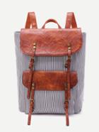 Shein Double Buckle Vertical Pinstripe Backpack
