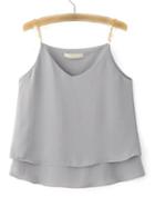 Shein Grey V Neck Chain Pattern Strap Layer Chiffon Vest