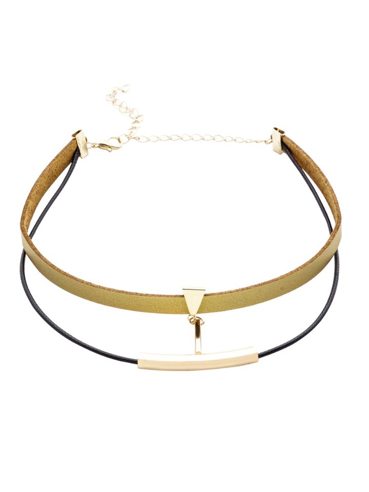 Shein Gold Double Layer Metal Trim Choker Necklace