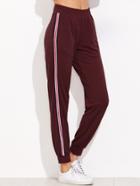 Shein Burgundy Marled Striped Side Elastic Waist Sweatpants