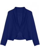 Rosewe Navy Blue V Neck Long Sleeve Blazer