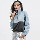 Shein Zipper Front Letter Tape Sweatshirt