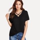 Shein Crisscross Front Solid Tee