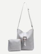 Shein Grey D Ring Strap Front Bucket Bag With Makeup Bag