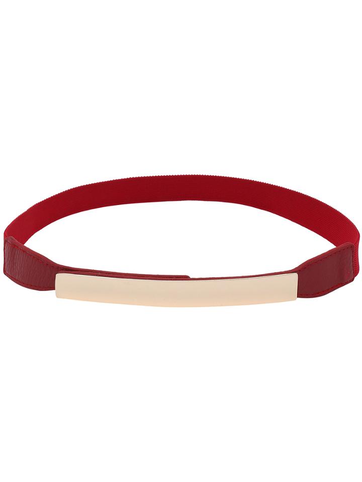 Shein Metal Plate Red Elastic Belt