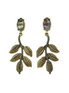 Shein Rhinestone Leaf Drop Hanging Earrings
