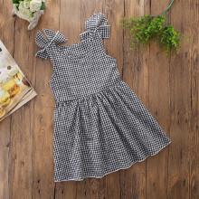 Shein Girls Knot Gingham Dress