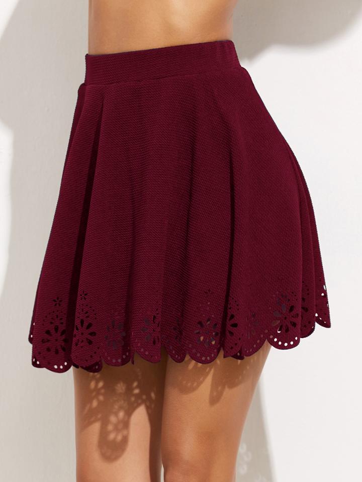 Shein Laser Cutout Scallop Hem Textured Skirt