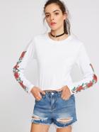 Shein White Floral Print T-shirt