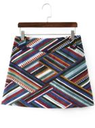 Shein Colour Geometric Print Corduroy Skirt