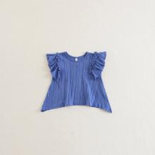 Shein Girls Solid Ruffle Trim Blouse