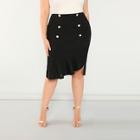 Shein Plus Double Breasted Detail Asymmetrical Skirt