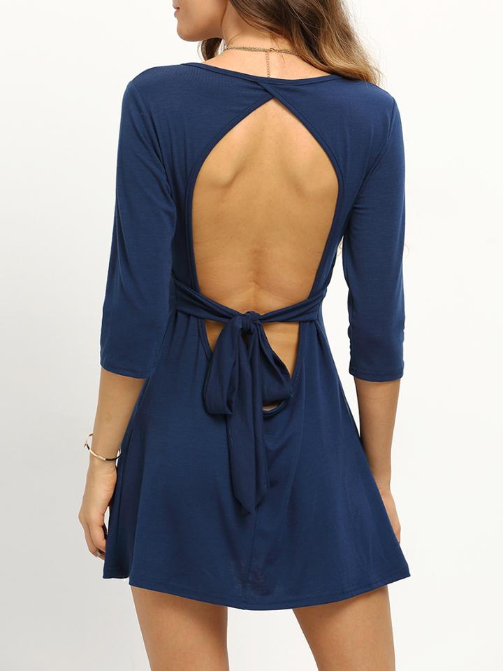Shein Cutout Self-tie Skater Dress