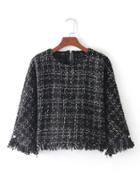 Shein Tassel Trim Tweed Top