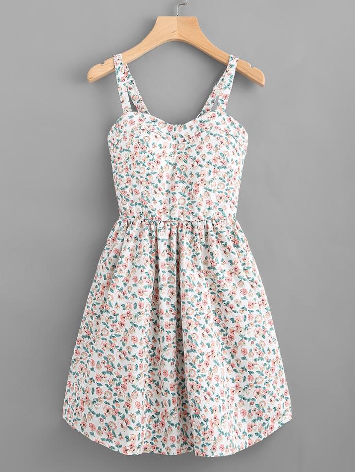 Shein Ditsy Print Random Flare Cami Dress