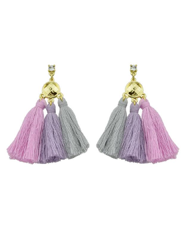Shein Pink Bohemian Style Ethnic Tassel Statement Drop Earrings