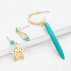 Shein Star & Turquoise Design Drop Earring Set
