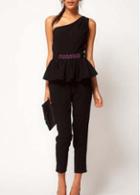 Rosewe Vogue Flouncing With Waist Black Ankle Length Jumpsuit