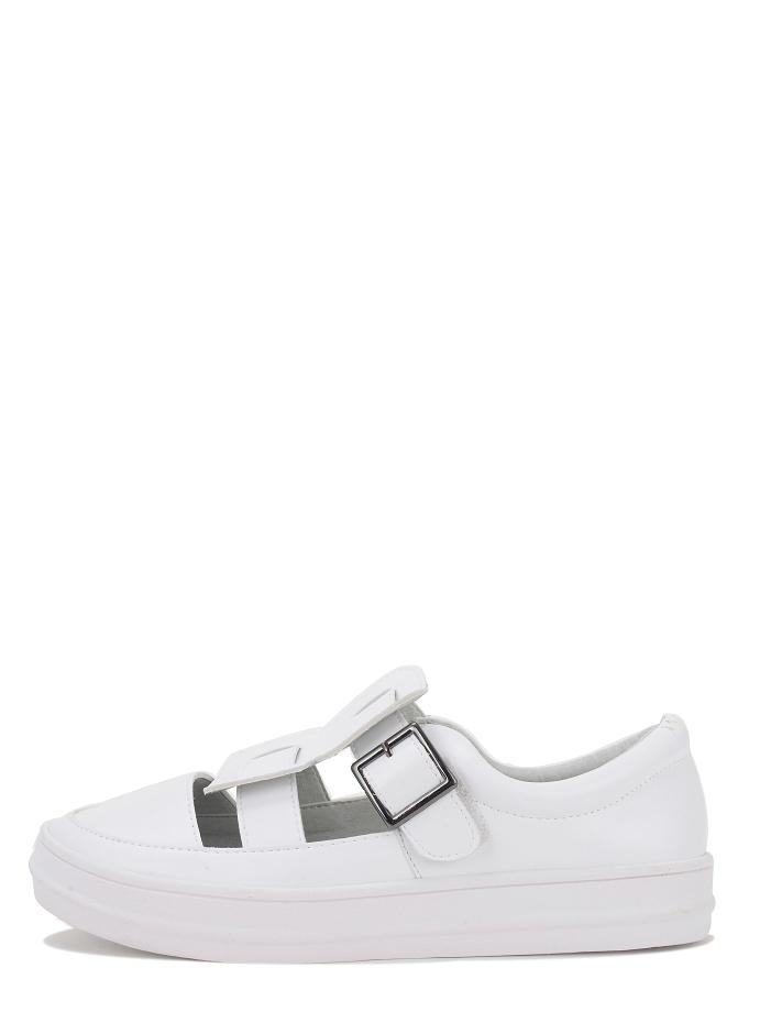 Shein White Round Toe Buckle Cutout Thick-soled Sneakers
