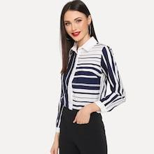 Shein Striped Print Single Breasted Shirt