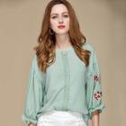 Shein Lace Crochet Contrast Floral Embroidered Top