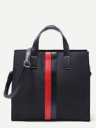 Shein Black Sporty Strap Boxy Nylon Handbag With Shoulder Strap